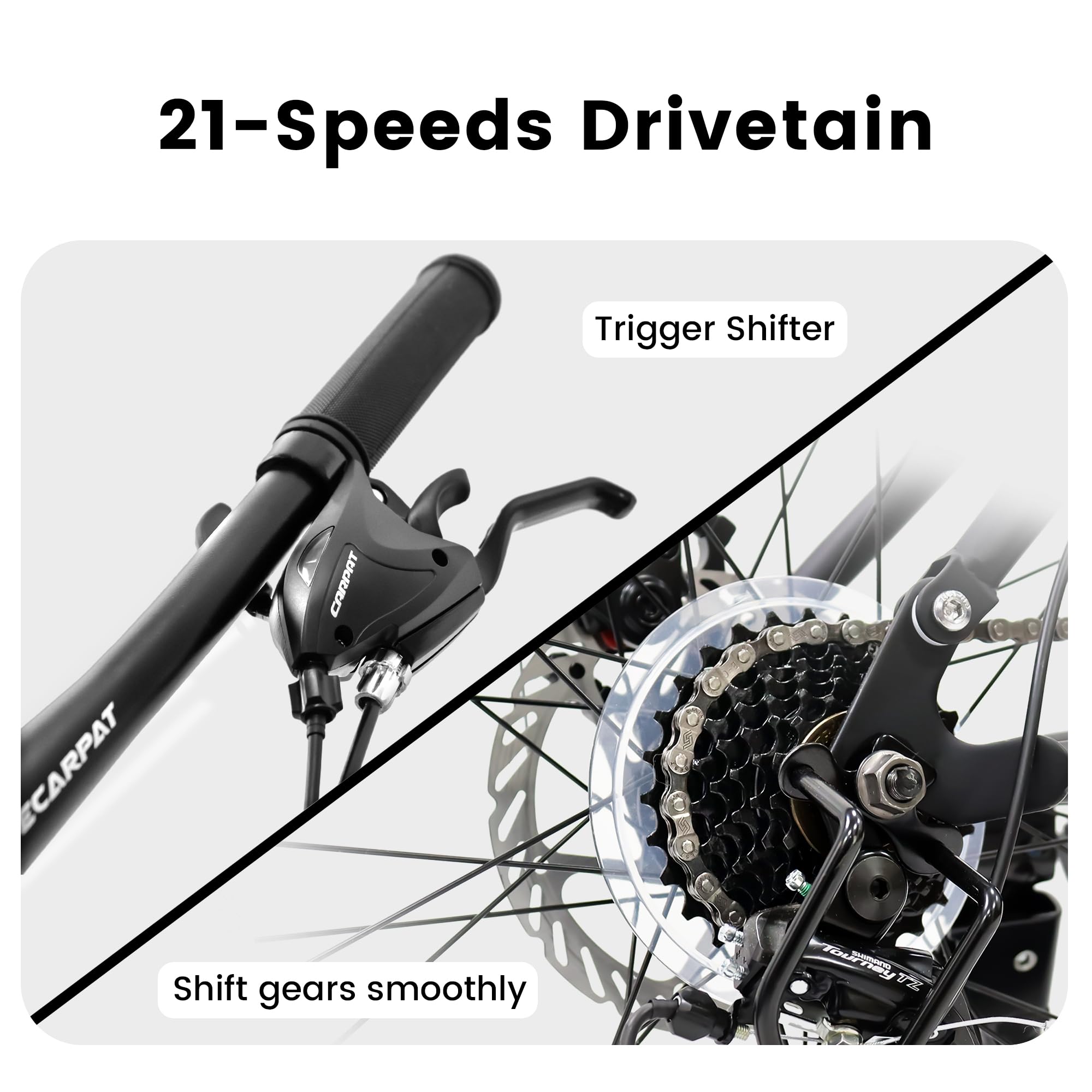 24" TrailX Adult Mountain Bike | 21-Speed Full Suspension (Gray)