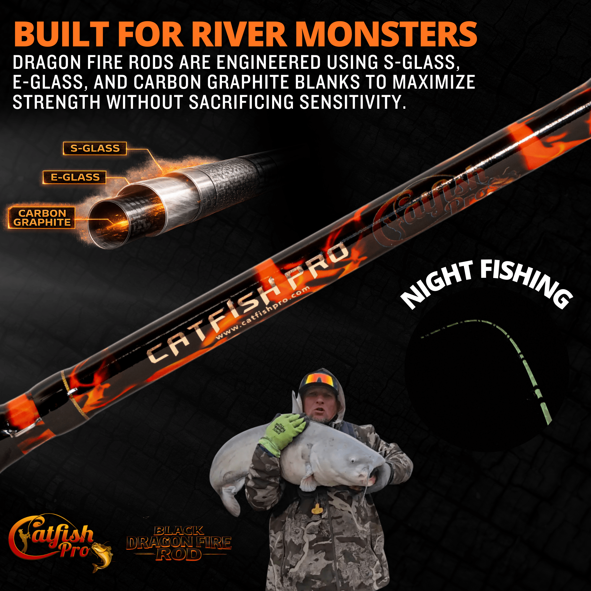 Black Dragon Fire Spinning Glow Rod