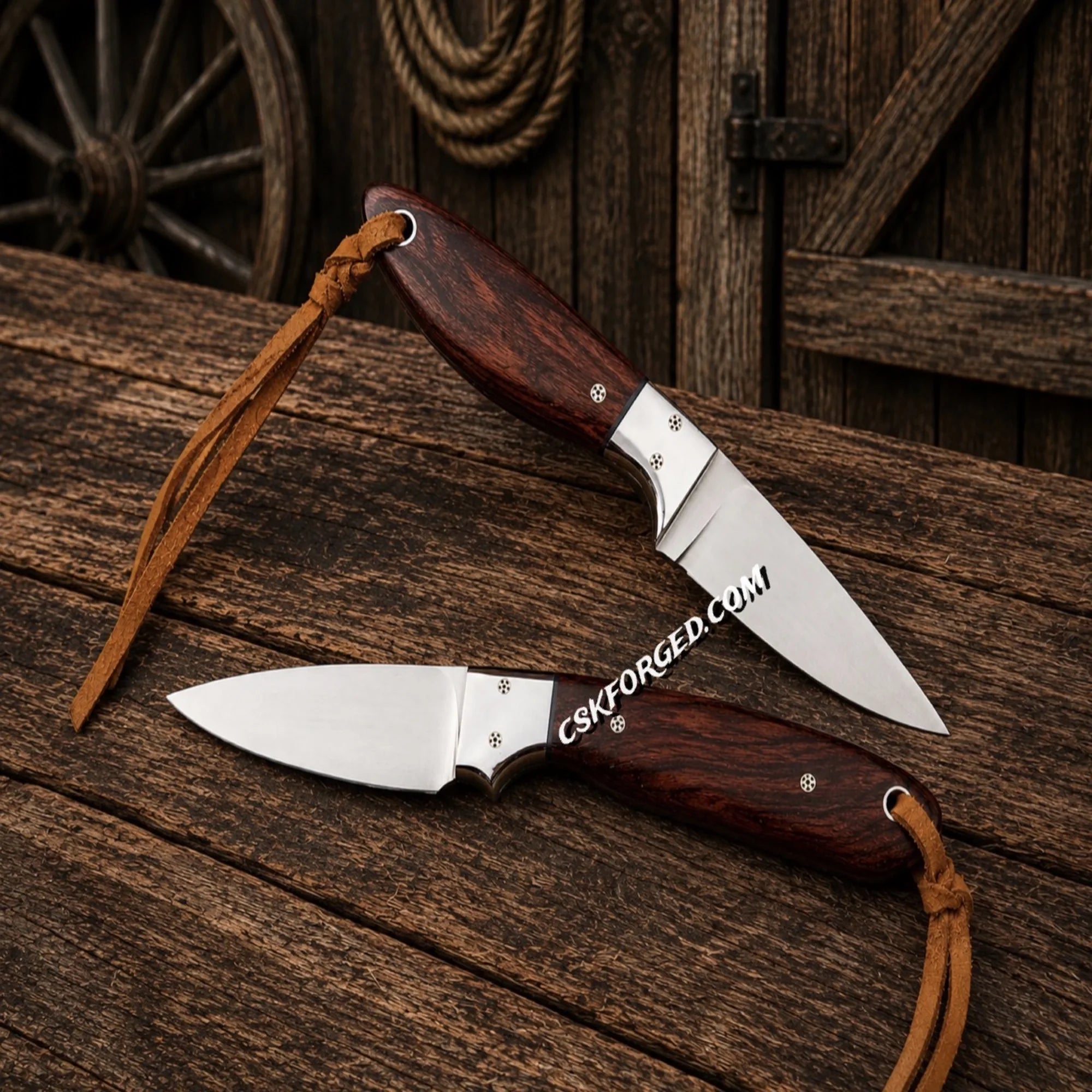 Buckaroo Sheath Knife for Ranch Rodeo – D2 Steel with Wood Handle