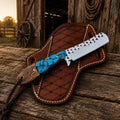 Bull Cutter Knife – Rasp Steel Blade Turquoise Handle