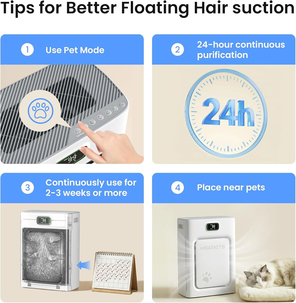 Pet Air Purifier with HEPA Filter Odor Control for Dogs & Cats