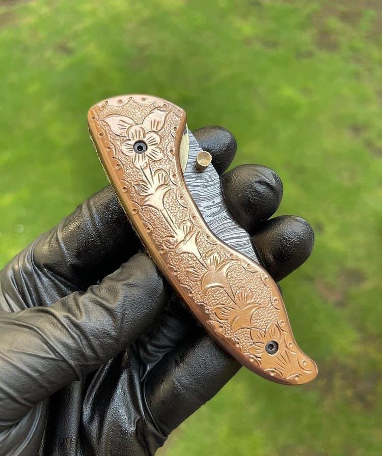 Custom Handmade Damascus Blade EDC Folding Pocket Knife