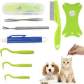 Tick Removal Tool 8 In 1 With Storage Box, Tick Tweezers, Flea Comb, Magnifying Glass, Dog Tick Remover Tool Tick Removal Kit Tick Removal Tool For Dogs Cats Pet Tick Comb