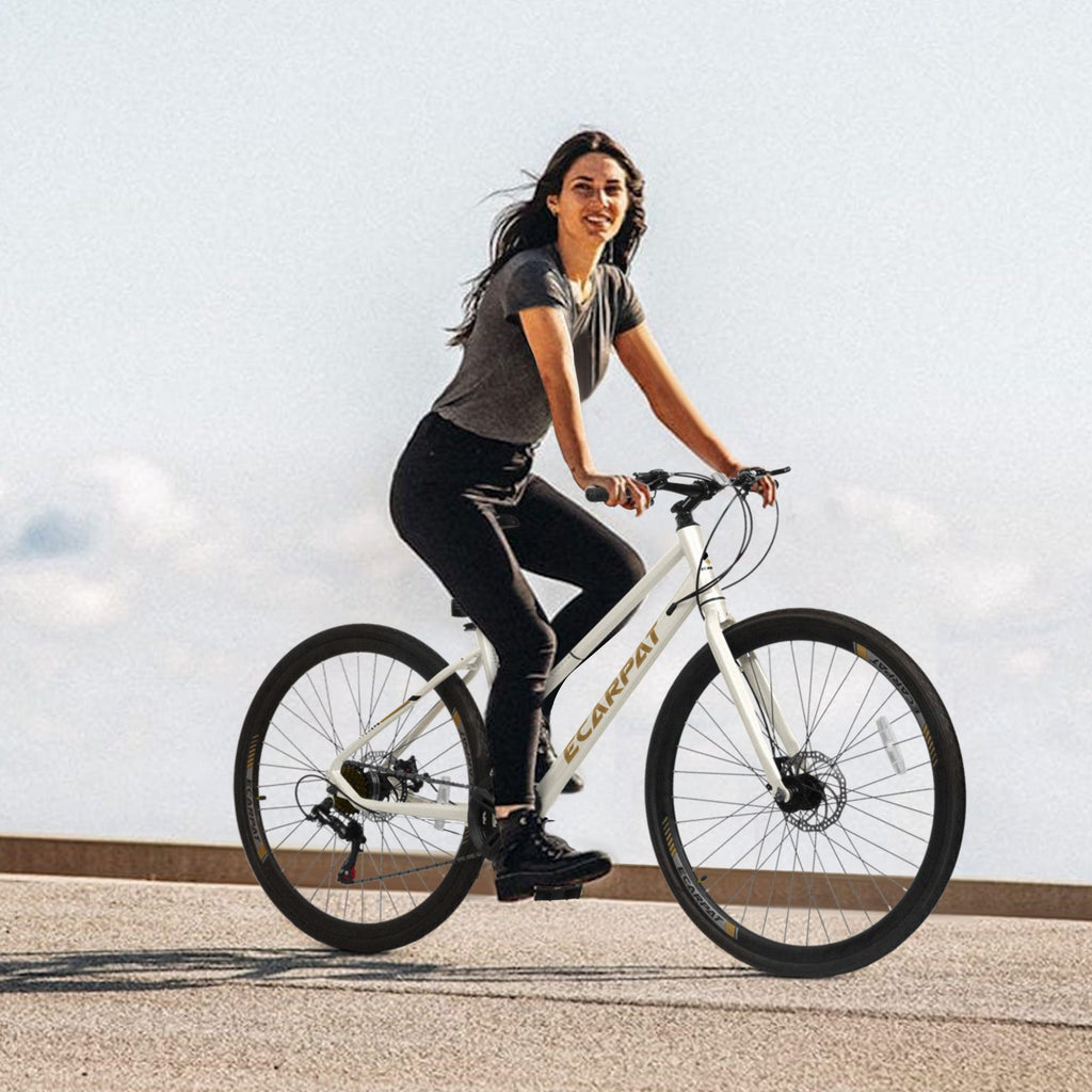 700C Road Bike – UrbanRide | 21-Speed | Disc Brakes | Cream