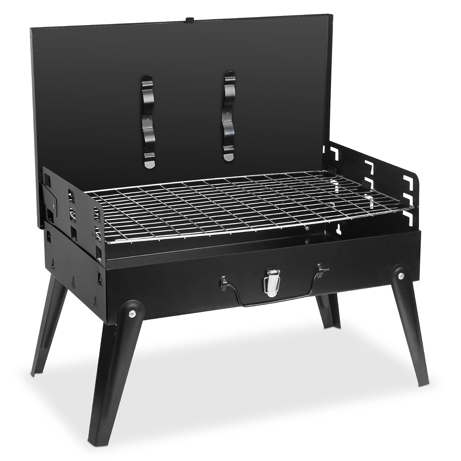 1Pc 16.7x10x17.7in Portable Charcoal Grill Foldable BBQ Suitcase Grill Shelf For Outdoor Camping Picnics Garden Grilling Fedex Shipping