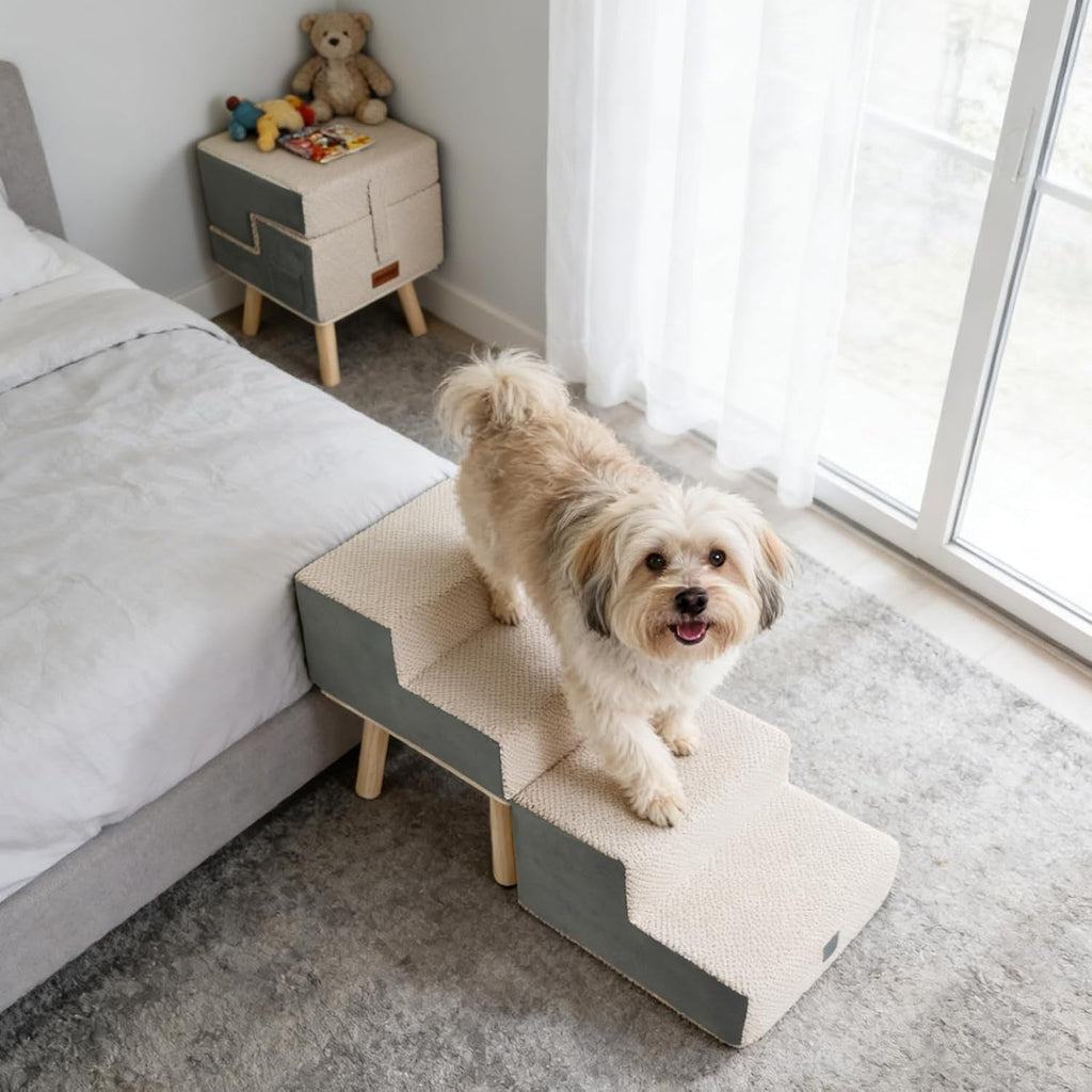 Dog Stairs 4 Step Foldable Pet Step for Couch & Bed