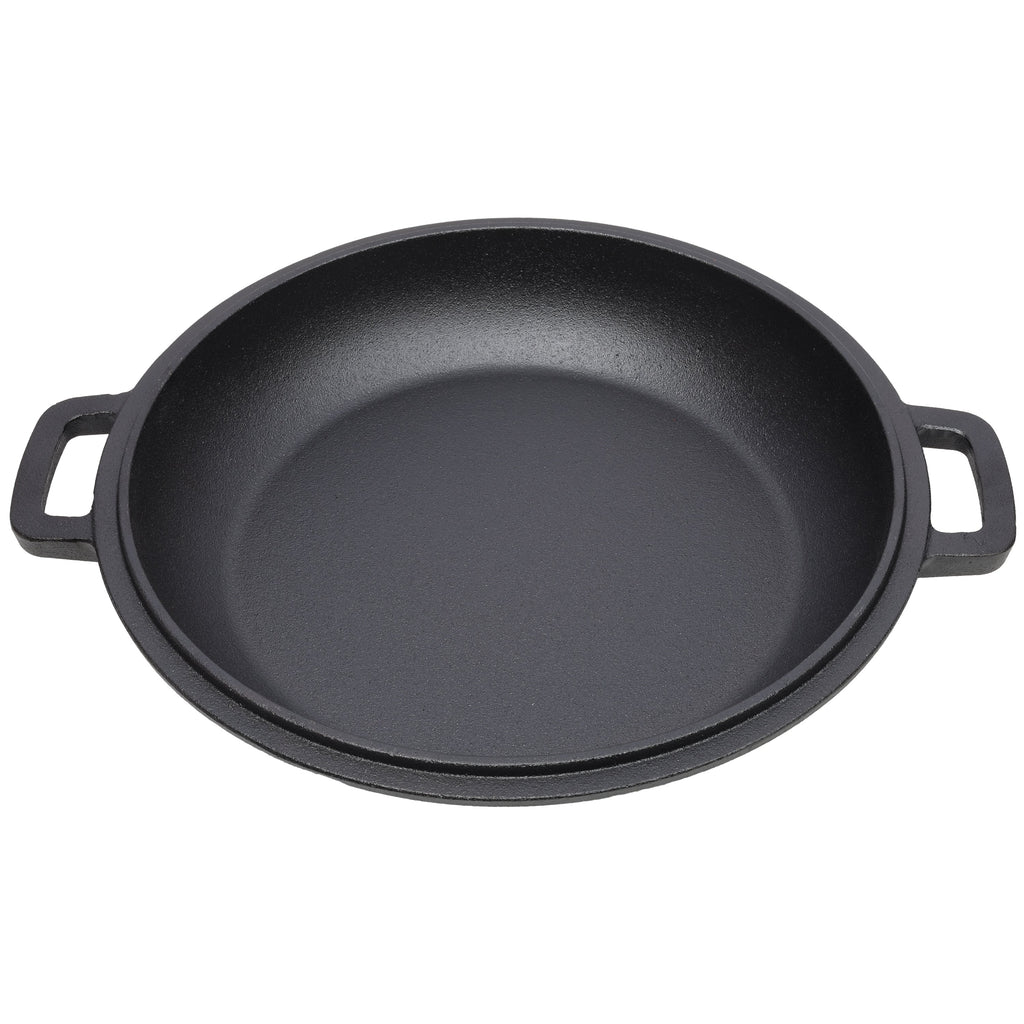 2 in 1 Pre-Seasoned Cast Iron Dutch Oven With Dual Handles.