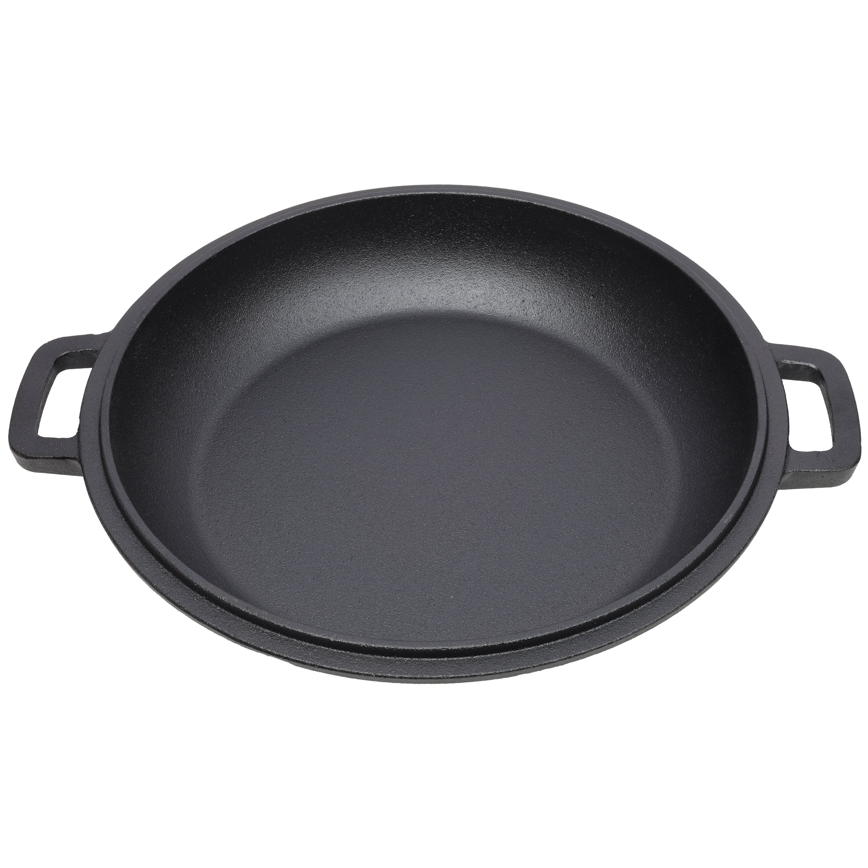2 in 1 Pre-Seasoned Cast Iron Dutch Oven With Dual Handles.