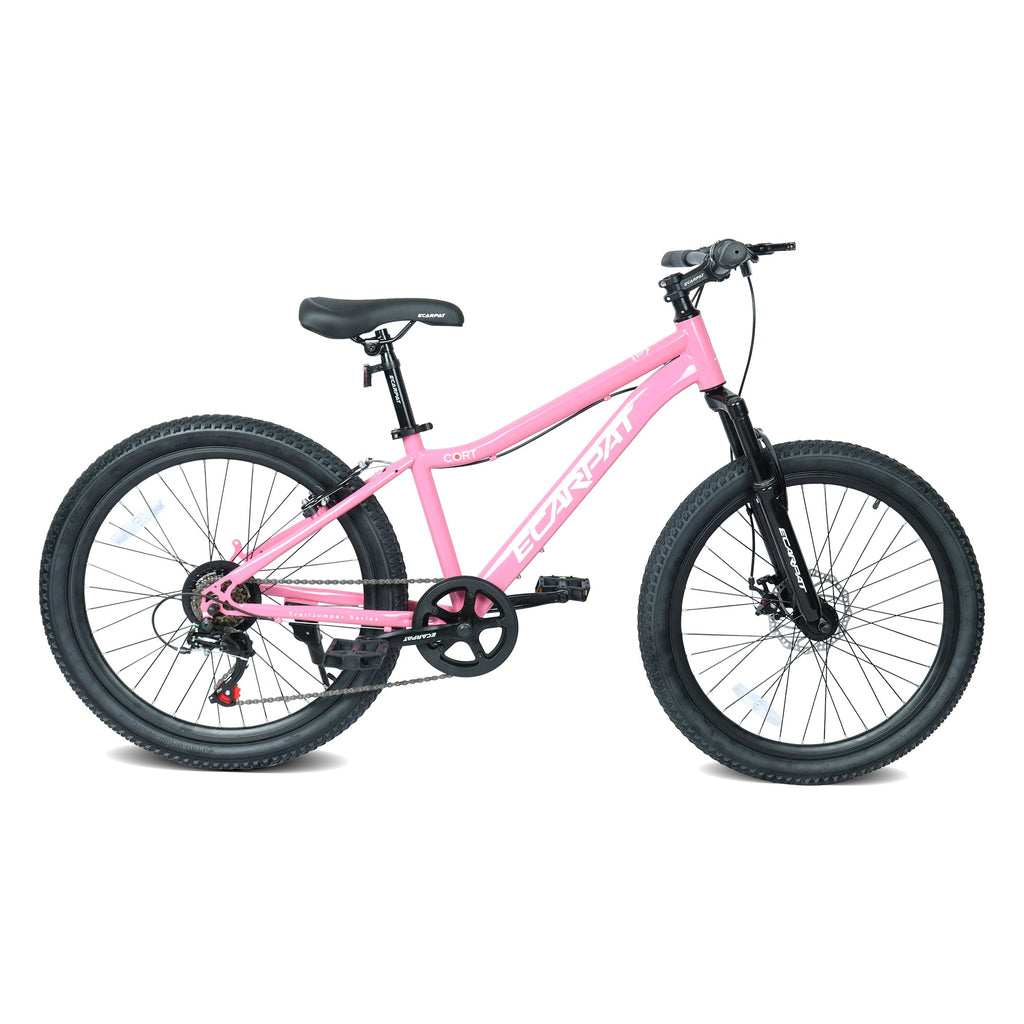 24" Youth Mountain Bike (Pink) - 7-Speed, Front Suspension & Hybrid Brakes