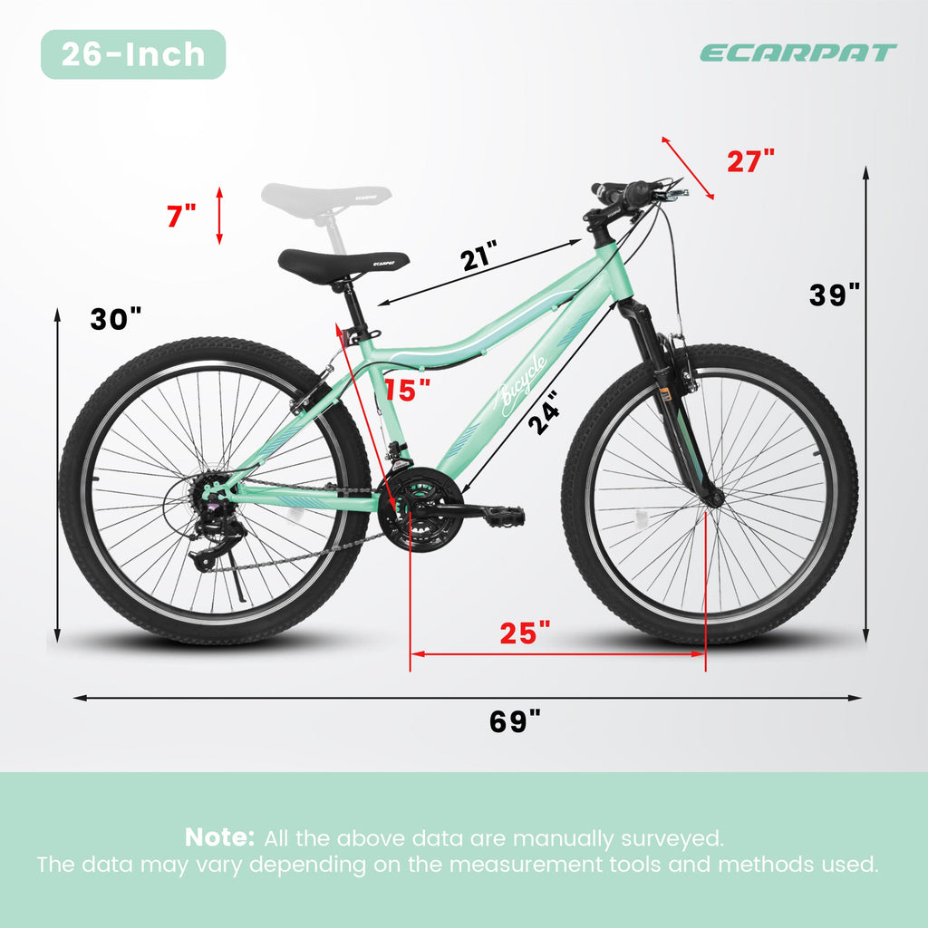 26" TrailLite Adult Mountain Bike | 21-Speed Front Suspension (Green)