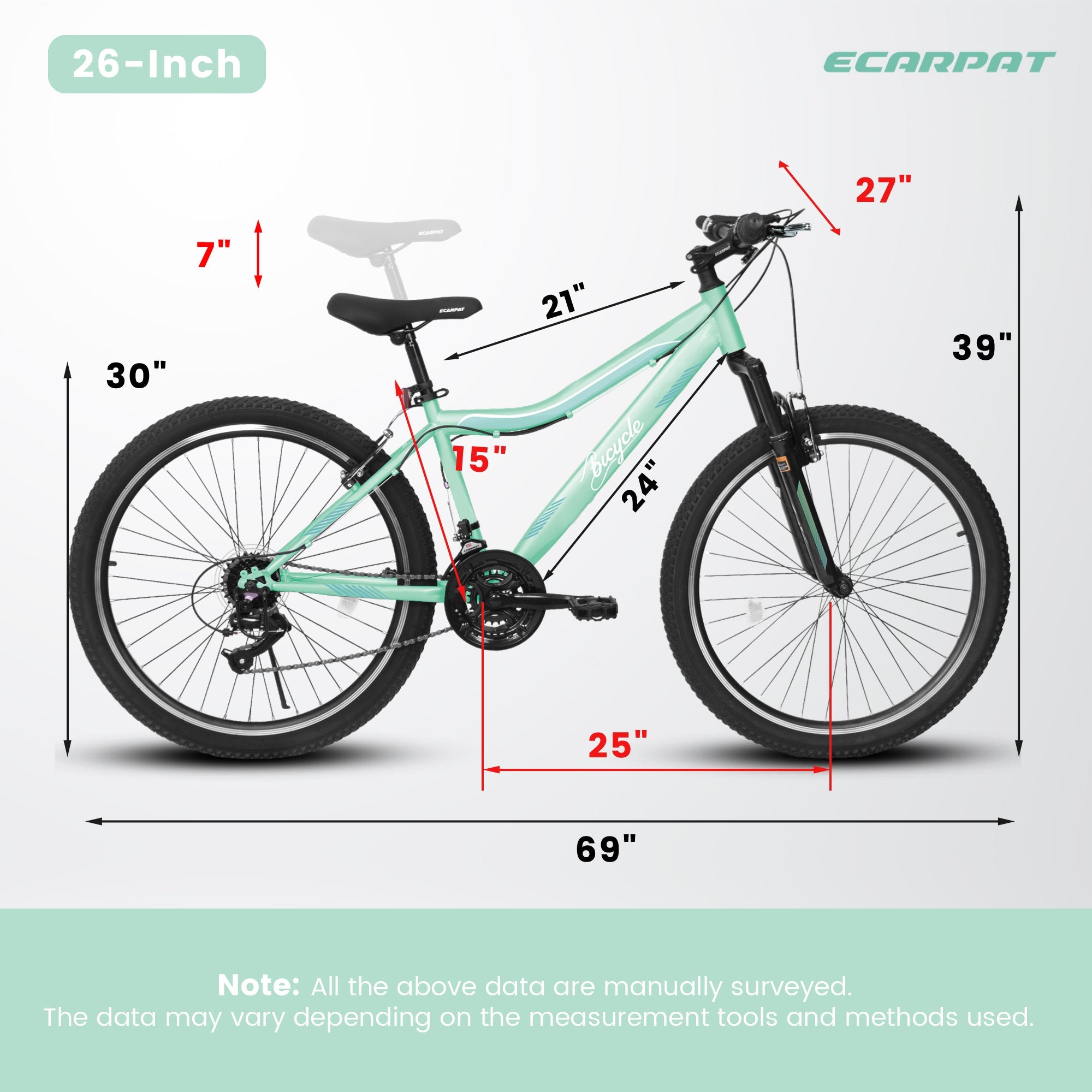 26" TrailLite Adult Mountain Bike | 21-Speed Front Suspension (Green)