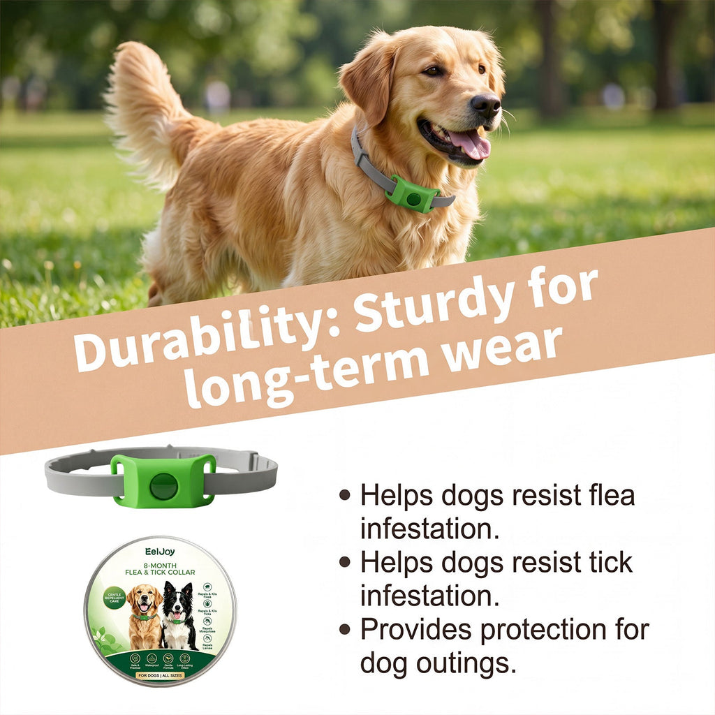 Eeljoy Flea And Tick Collar For Dogs, Waterproof And Effective In Repelling Fleas And Ticks, External Protection For Dogs