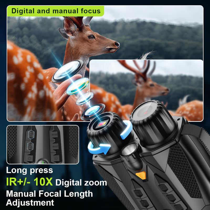 Nitehawk 4K Night Vision Binoculars - 10X Zoom, Rechargeable, 32GB SD Card Included -