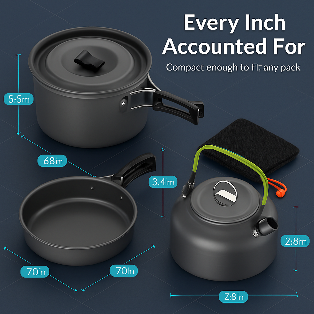 Camping Cookware Set for Outdoor Hiking and Picnics