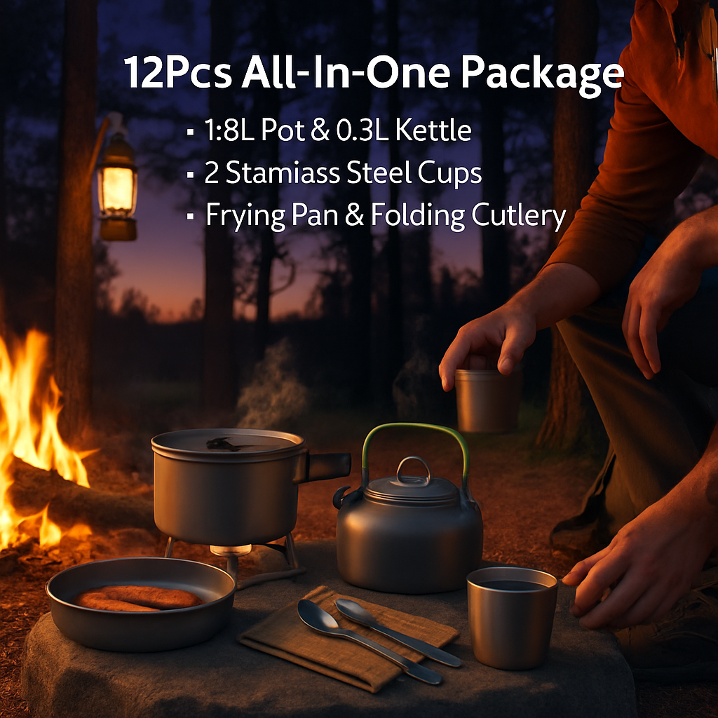 Camping Cookware Set for Outdoor Hiking and Picnics