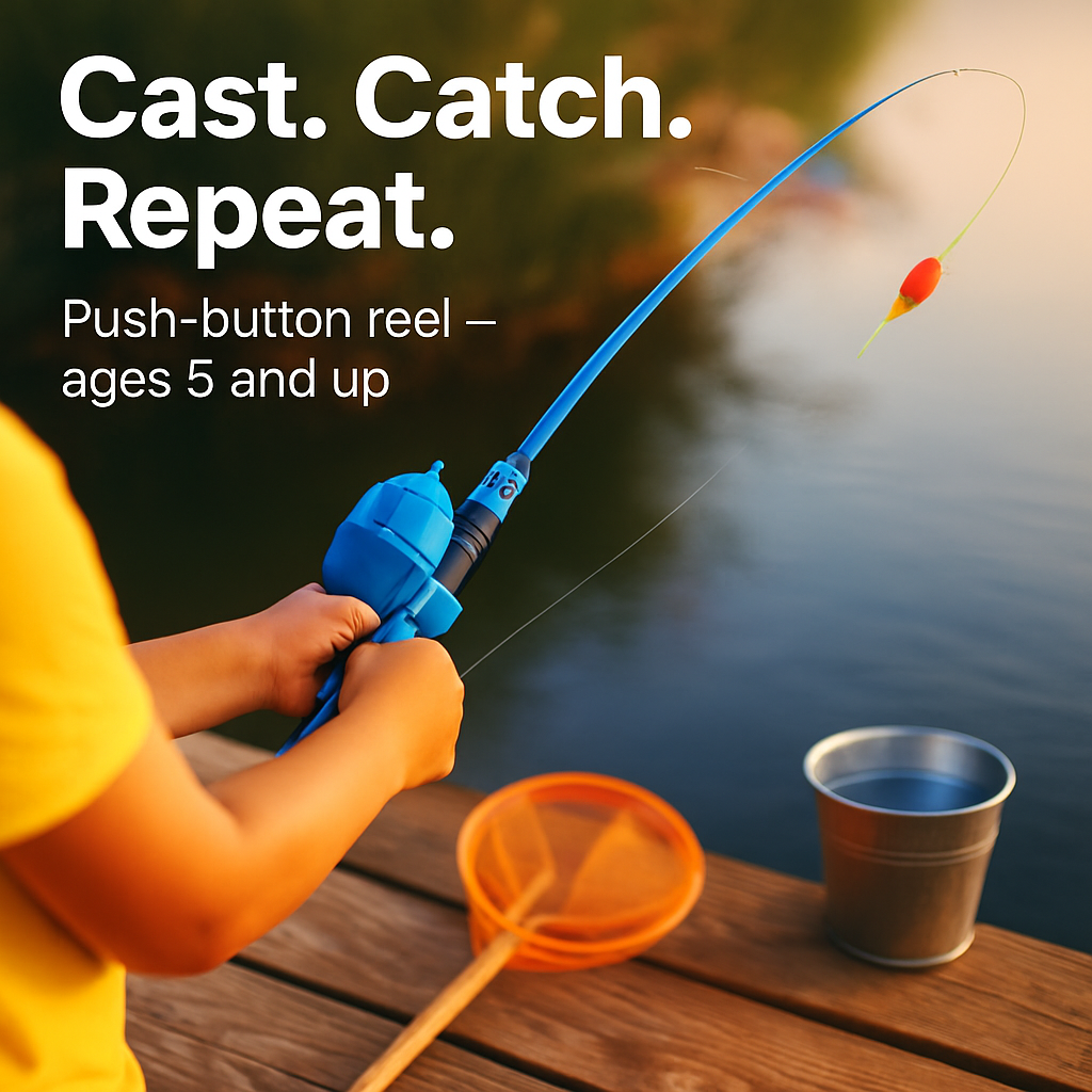Kids Fishing Pole Set - Telescopic Rod & Spincast Reel Kit