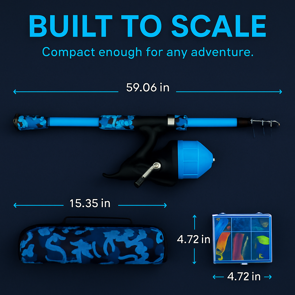 Kids Fishing Pole Set - Telescopic Rod & Spincast Reel Kit