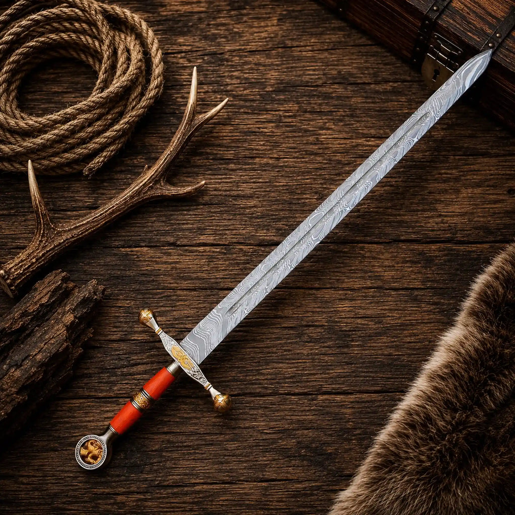 Ember Sigil Sword – Damascus Steel Fantasy Collector Display Sword