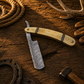 Handmade Damascus Steel Straight Razor – Bone Handle Barber Razor