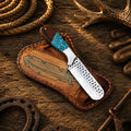 Horse Riding Bull Cutter Knife – 4" Forged Rasp Steel with Turquoise & Rosewood Handle