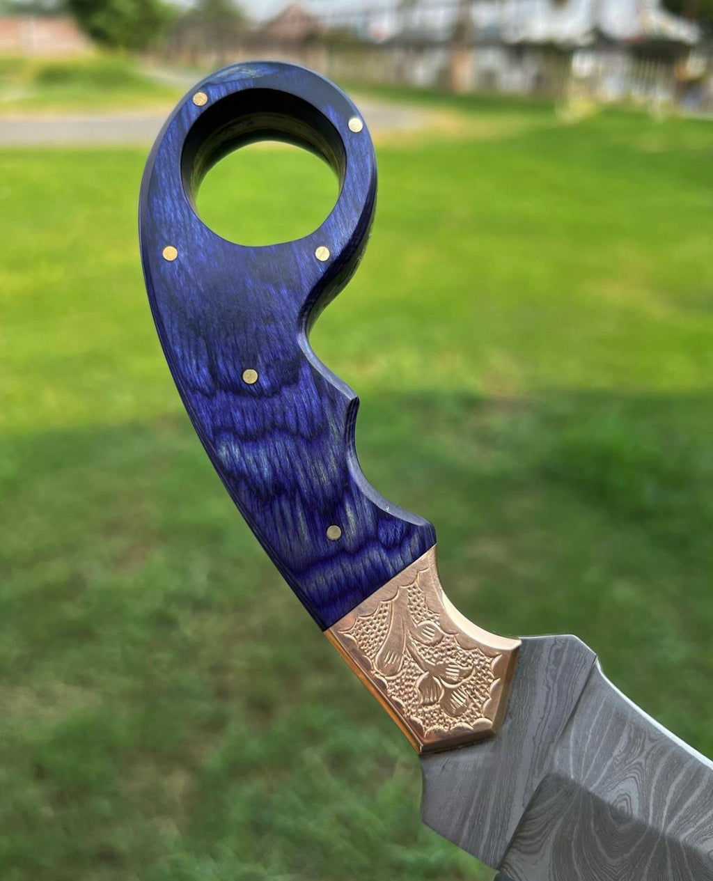Custom Handmade Damascus steel Ring Tail karambit knife