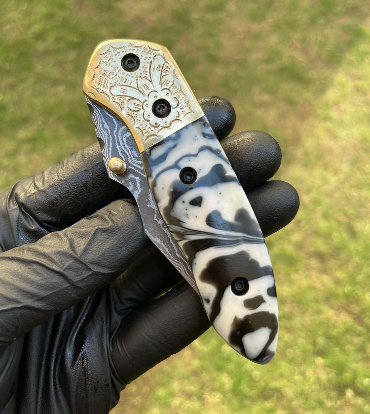 Damascus Blade EDC Pocket Knife
