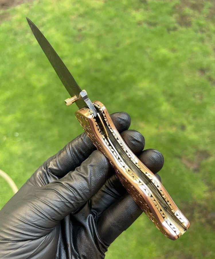 Custom Handmade Damascus Blade EDC Folding Pocket Knife