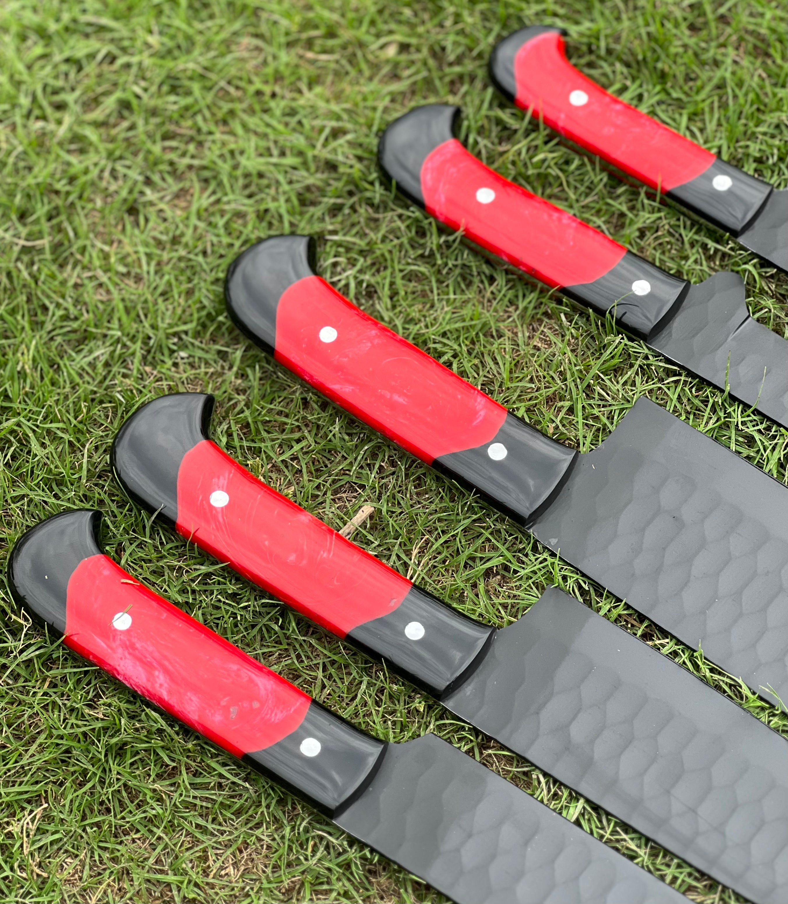 custom made Hand Forged D2 steel Black Coated 5pcs Chef set