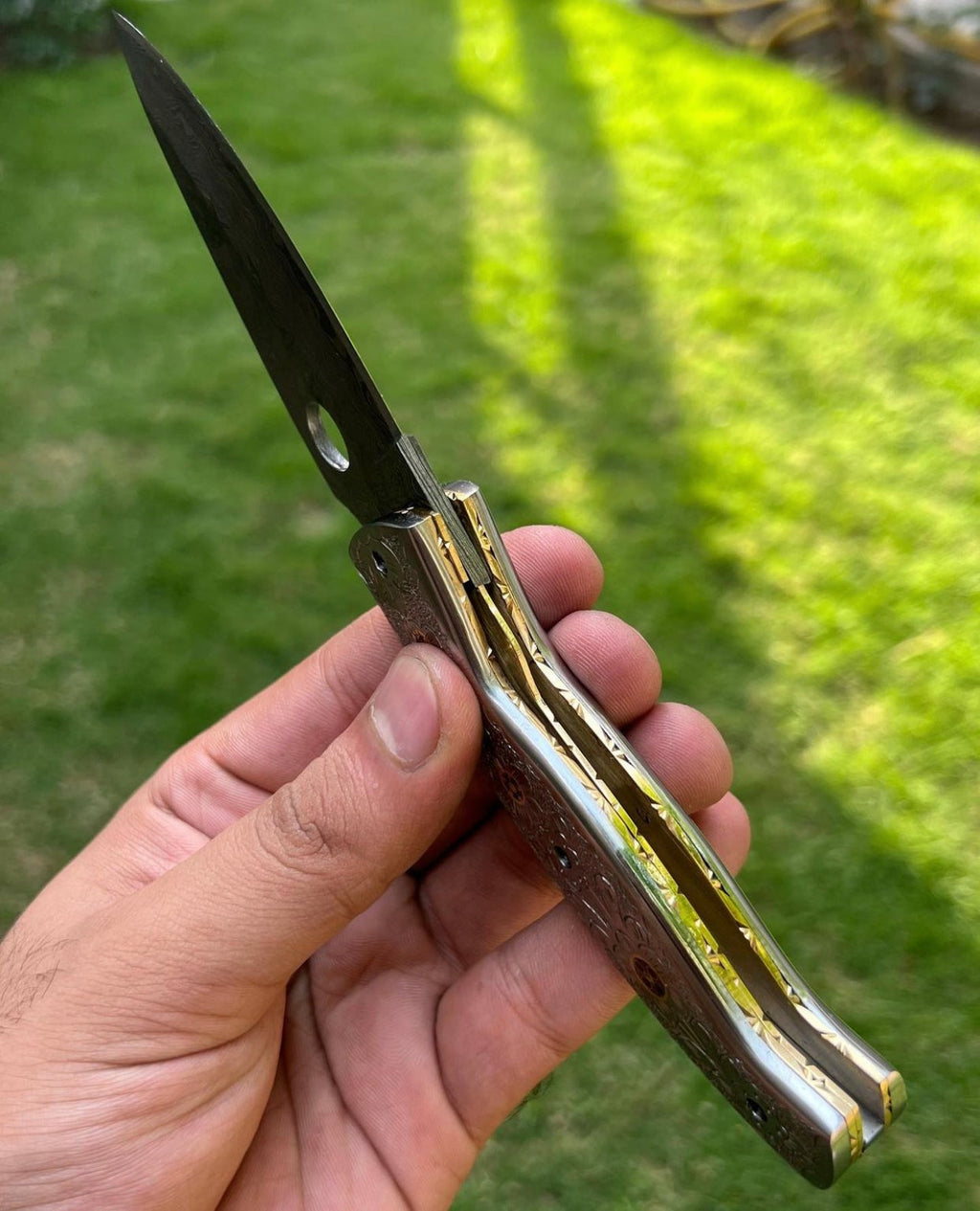 Custom Handmade Damascus steel Blade EDC Folding Pocket Knife