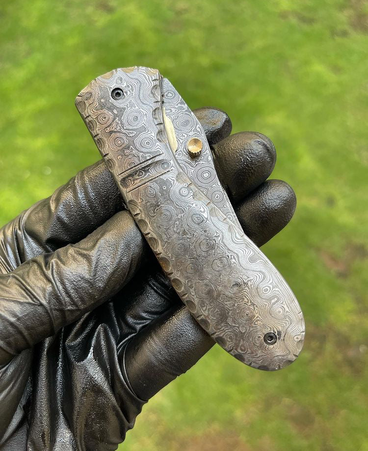 Folding Full Damascus Blade EDC Folding Pocket Knife