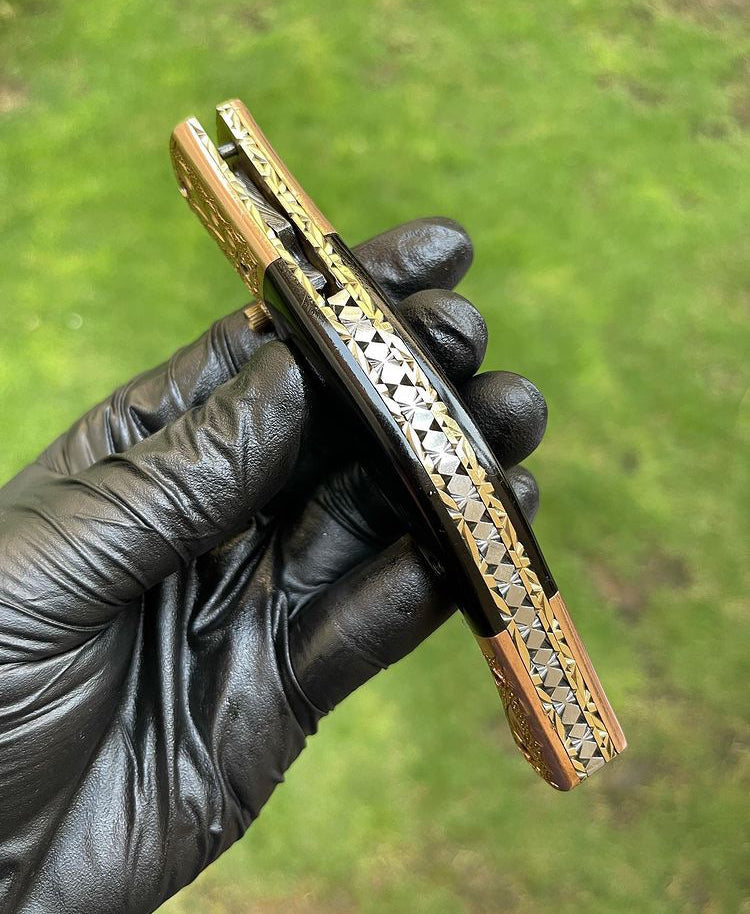 Custom Handmade Damascus Blade EDC Folding Pocket Knife