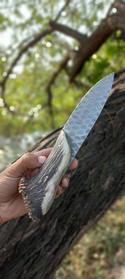 Handmade Stone Texture Hand Forged 1095 High Carbon Steel Knife