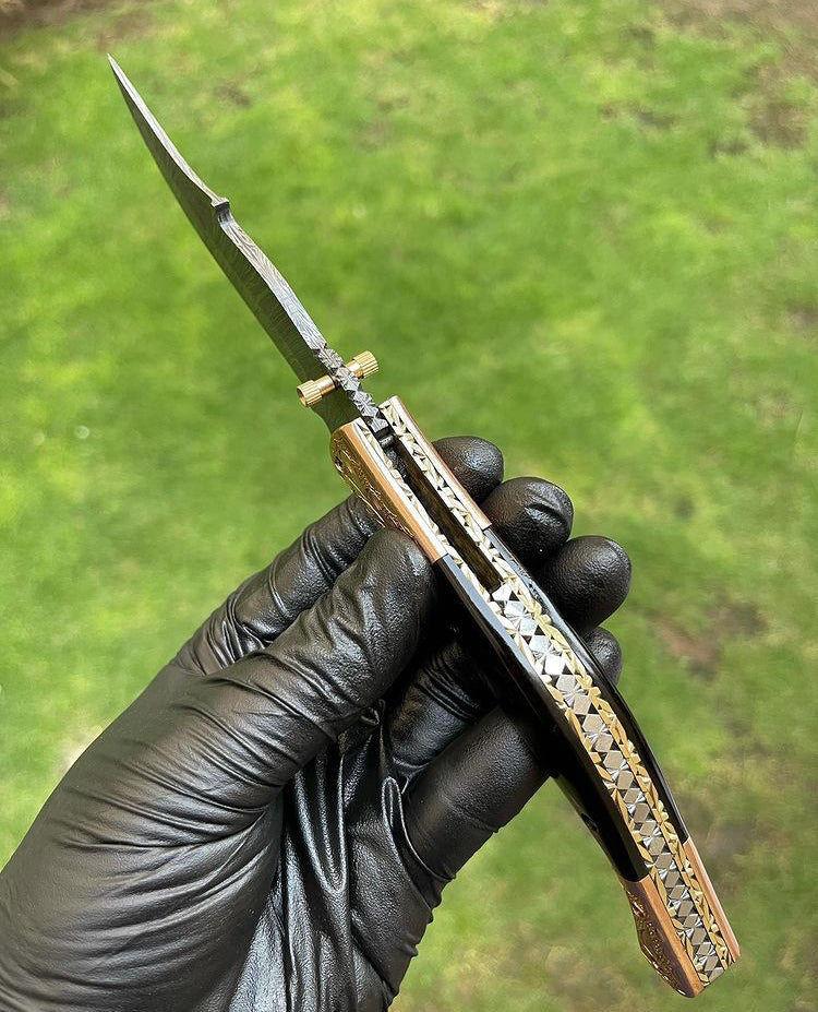 Custom Handmade Damascus Blade EDC Folding Pocket Knife