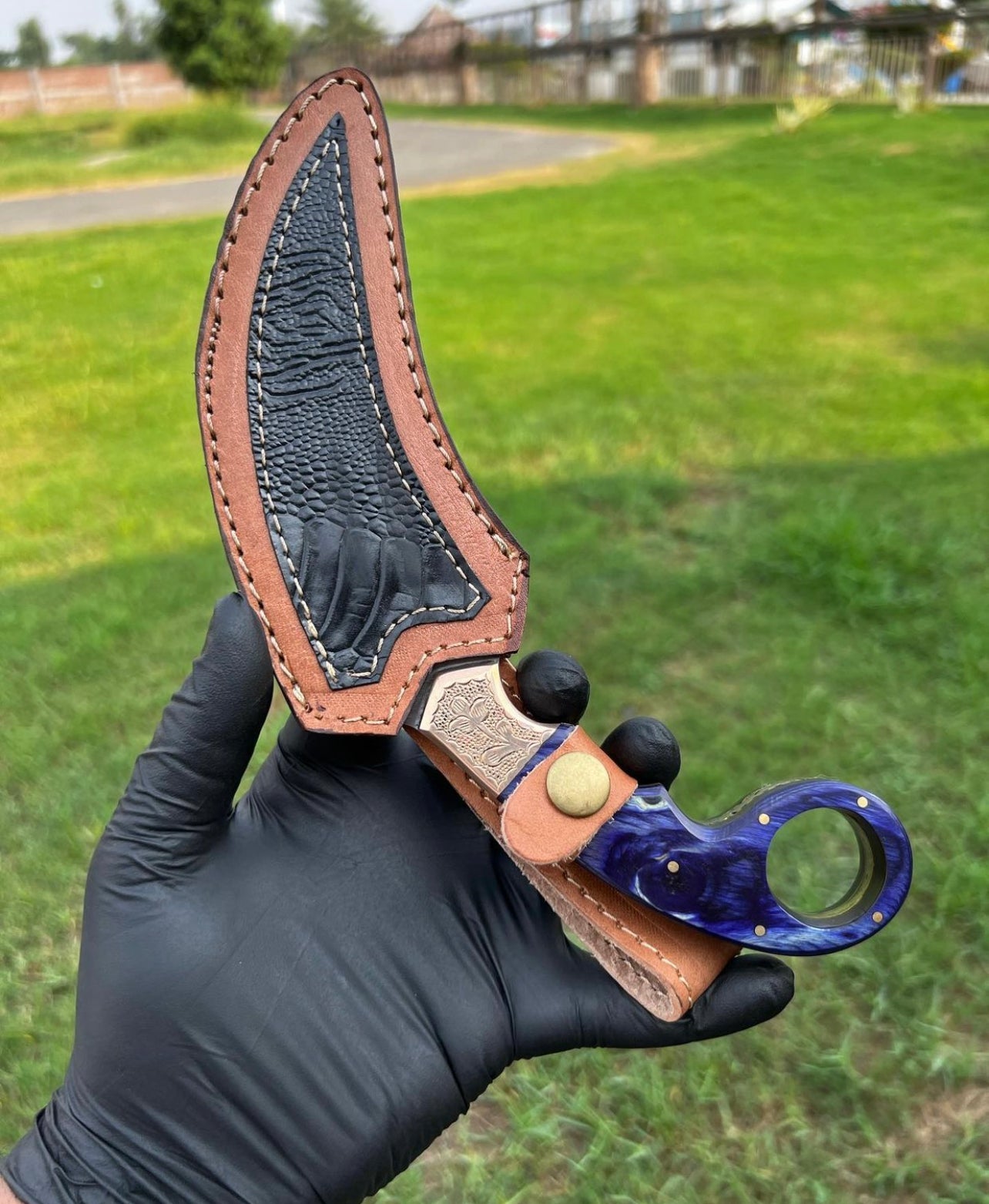 Custom Handmade Damascus steel Ring Tail karambit knife