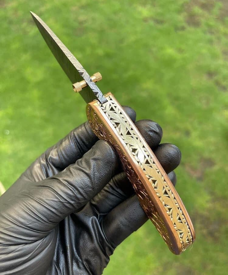 Custom Handmade Damascus Blade EDC Folding Pocket Knife