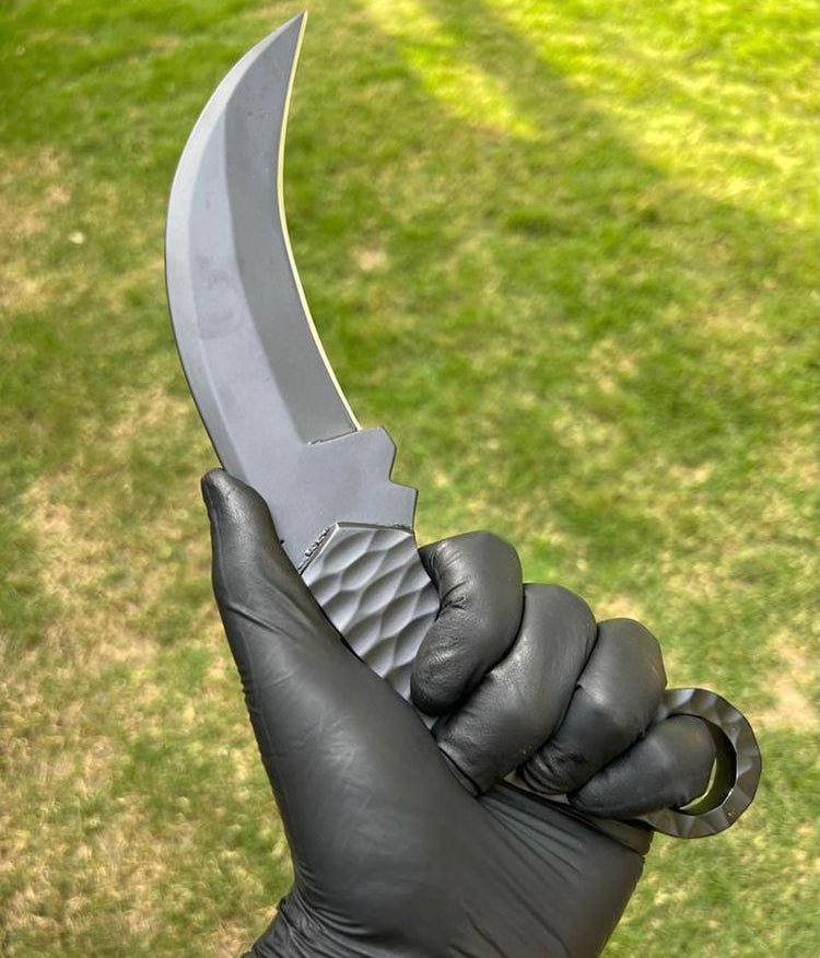 Hand Forged D2 steel Black Coated karambit knife