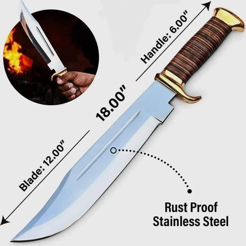 Handmade D2 Steel Mirror Polish Heavy Duty Camping Knife