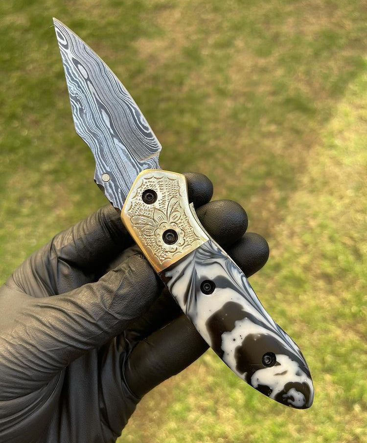Damascus Blade EDC Pocket Knife