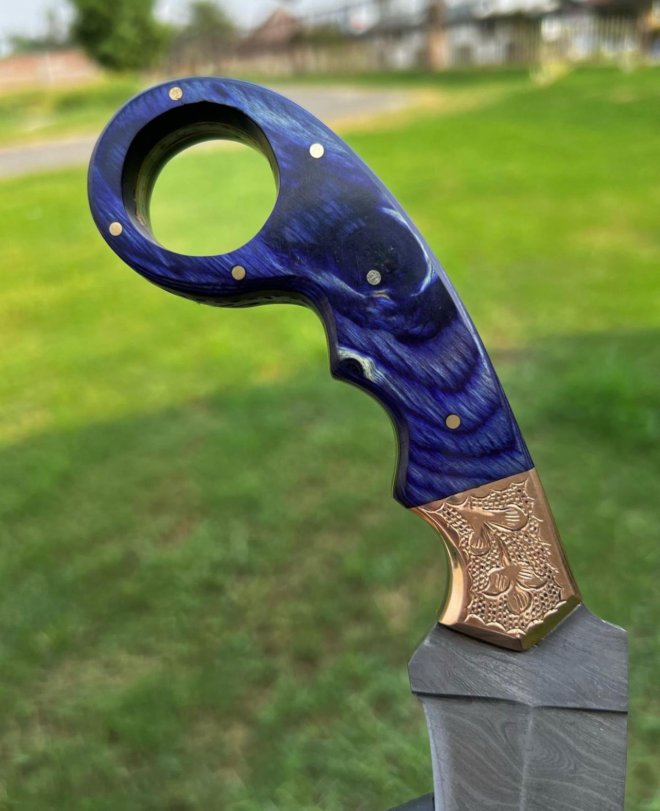 Custom Handmade Damascus steel Ring Tail karambit knife