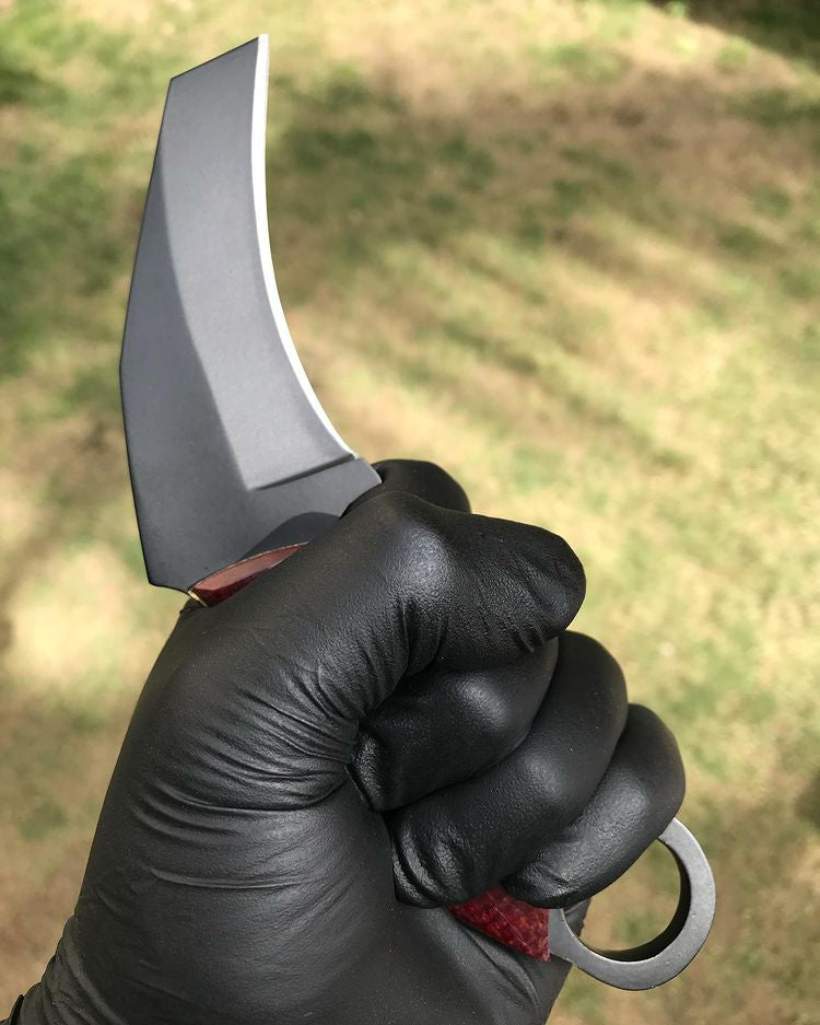 Handmade D2 steel Black Coated karambit Neck knife