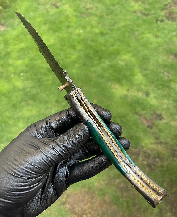 Custom Handmade Damascus Blade EDC Folding Pocket Knife