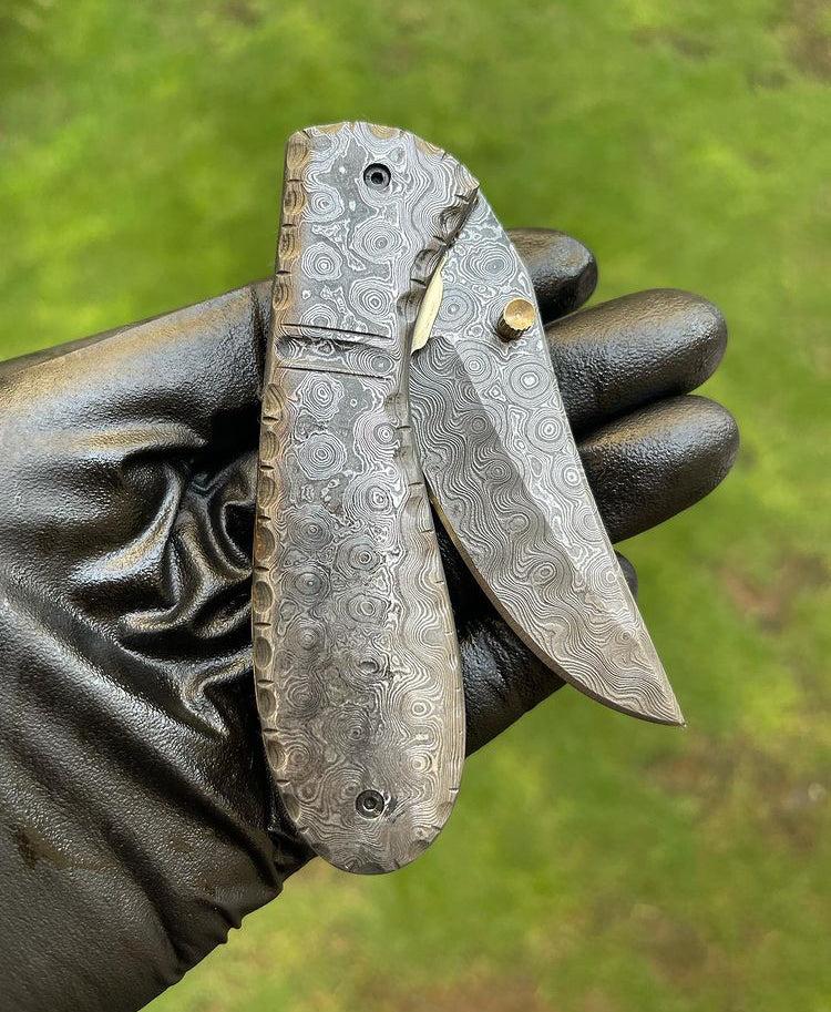 Folding Full Damascus Blade EDC Folding Pocket Knife