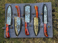 D2 steel laser Etched Blades 5 pieces chef knives set