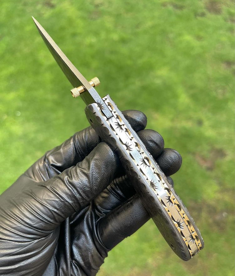Folding Full Damascus Blade EDC Folding Pocket Knife