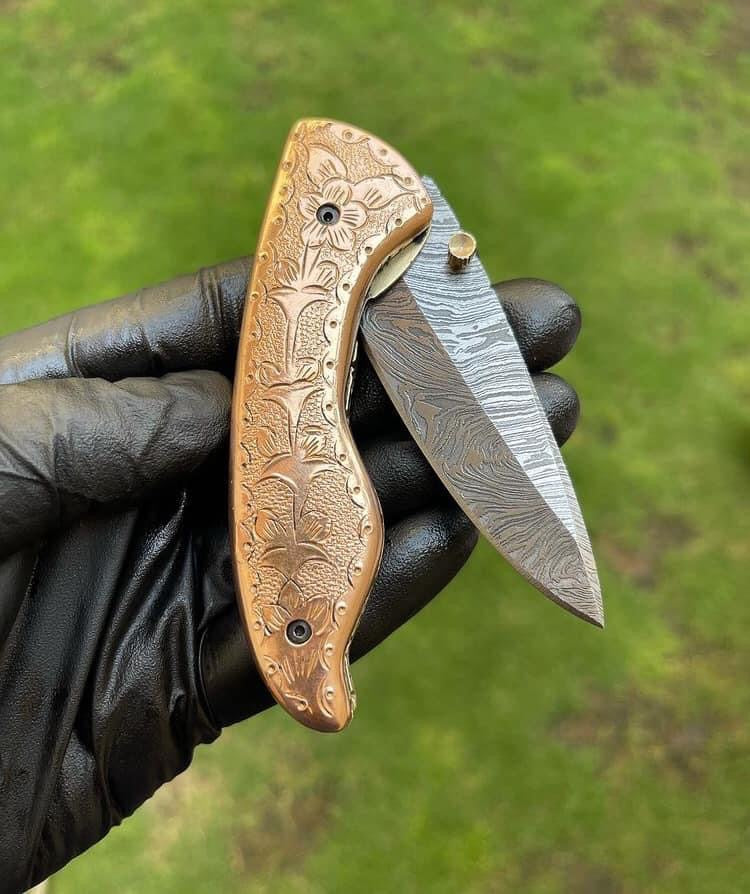 Custom Handmade Damascus Blade EDC Folding Pocket Knife