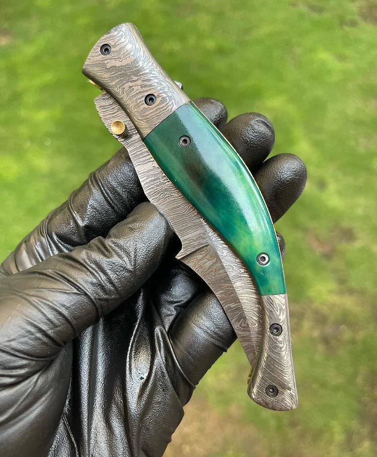 Custom Handmade Damascus Blade EDC Folding Pocket Knife