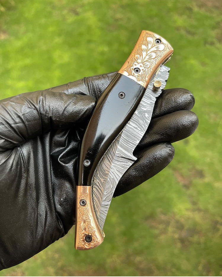 Custom Handmade Damascus Blade EDC Folding Pocket Knife