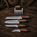 Odin’s Feast BBQ Kitchen Knife Set with Meat Claw | Etched D2 Steel Collection