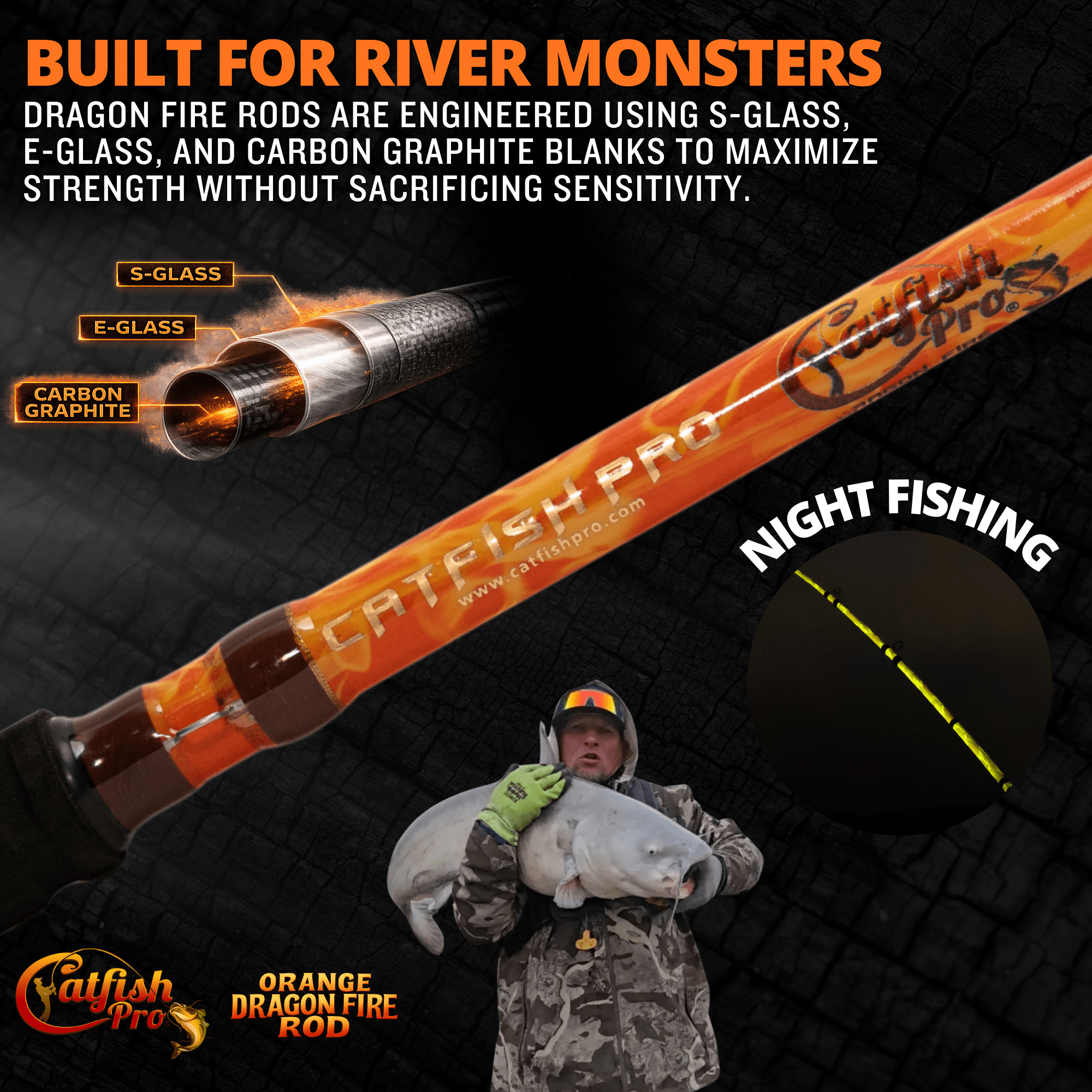 Orange Dragon Fire Spinning Glow Rod