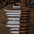 Royal Brown BBQ Chef Knife Set | Handmade D2 Etched Steel Kitchen Collection